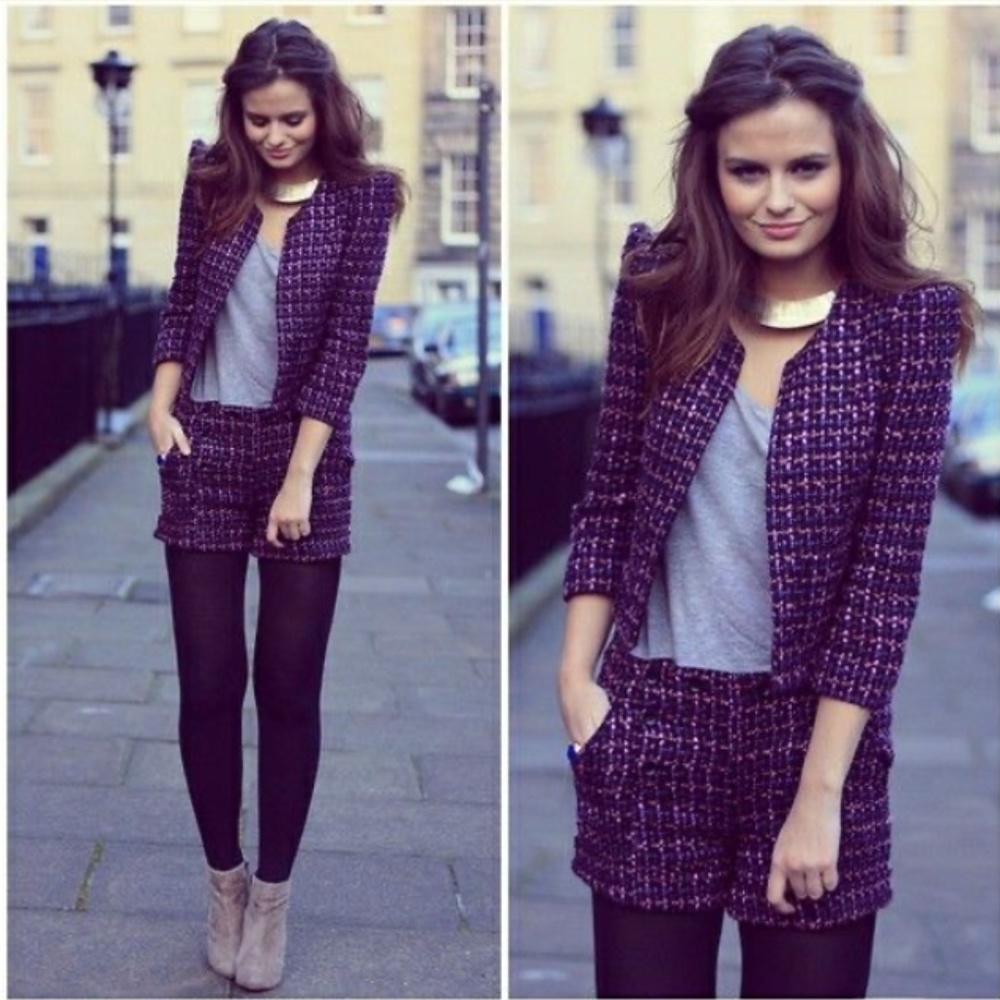 VTG Academia Style Woven Thread Plaid Blazer Jacket Shacket 14